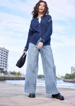 Online Wide Leg Jeans High Waist Damen Jeans|Kurzgrößen