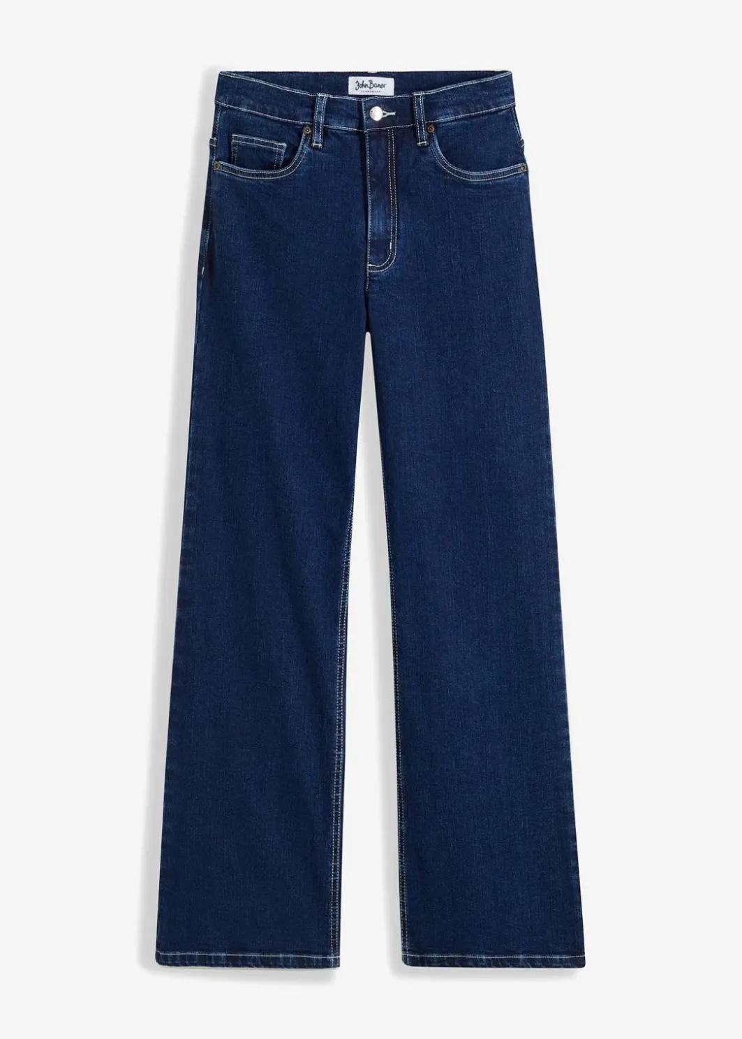 Damen bonprix Jeans|Kurzgrößen|Wide Leg Jeans High Waist, Bio-Baumwolle