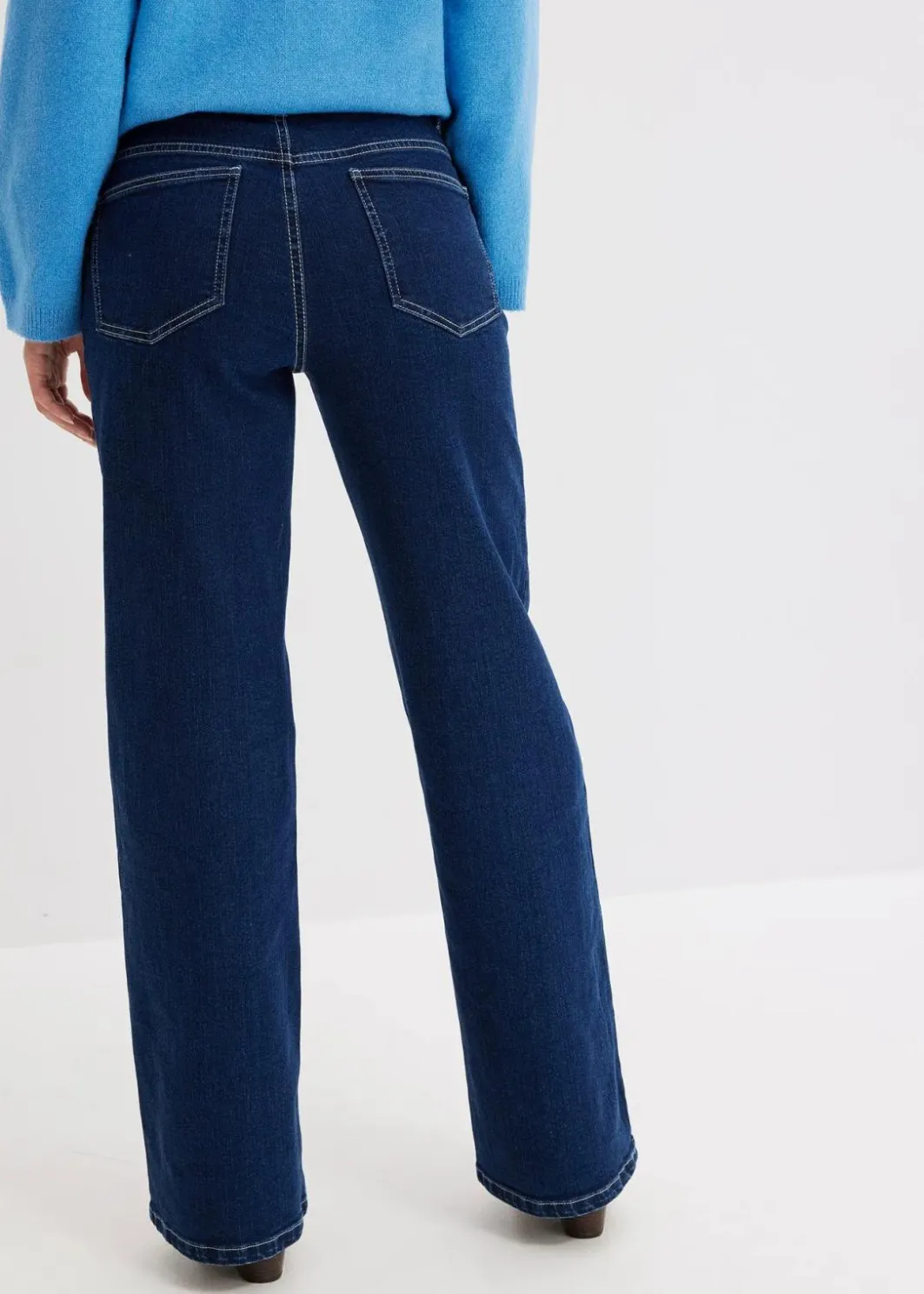 Damen bonprix Jeans|Kurzgrößen|Wide Leg Jeans High Waist, Bio-Baumwolle