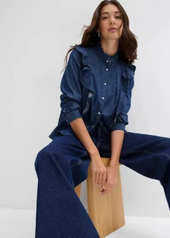 Damen bonprix Bekleidung·Shirts & Tops|Jeans|Wide Leg Jeans Mid Waist