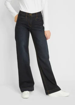Damen bonprix Bekleidung·Shirts & Tops|Jeans|Wide Leg Jeans Mid Waist, Bequembund