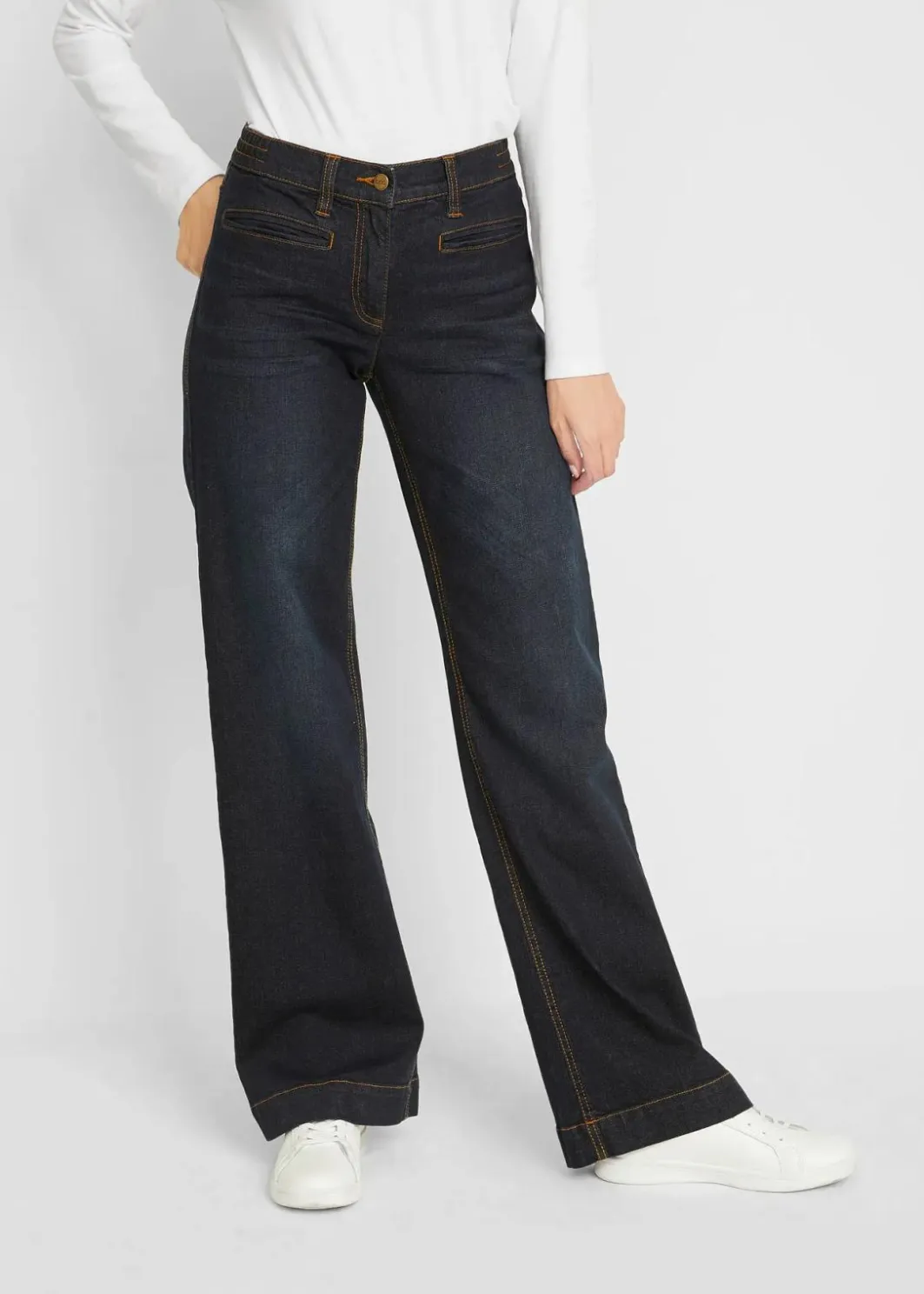 Damen bonprix Bekleidung·Shirts & Tops|Jeans|Wide Leg Jeans Mid Waist, Bequembund