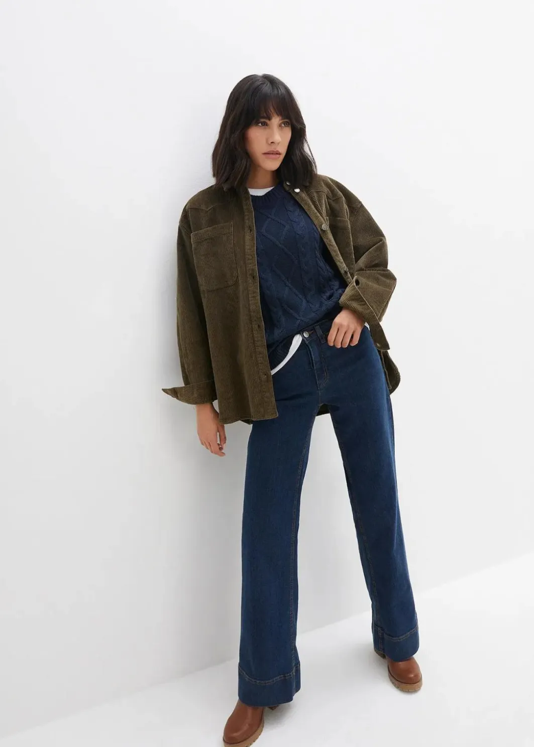 Outlet Wide- Leg Jeans Mid Waist, Komfort-Stretch Damen Kurzgrößen|Bekleidung·Shirts & Tops