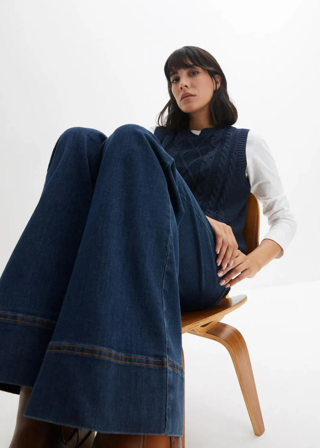Outlet Wide- Leg Jeans Mid Waist, Komfort-Stretch Damen Kurzgrößen|Bekleidung·Shirts & Tops