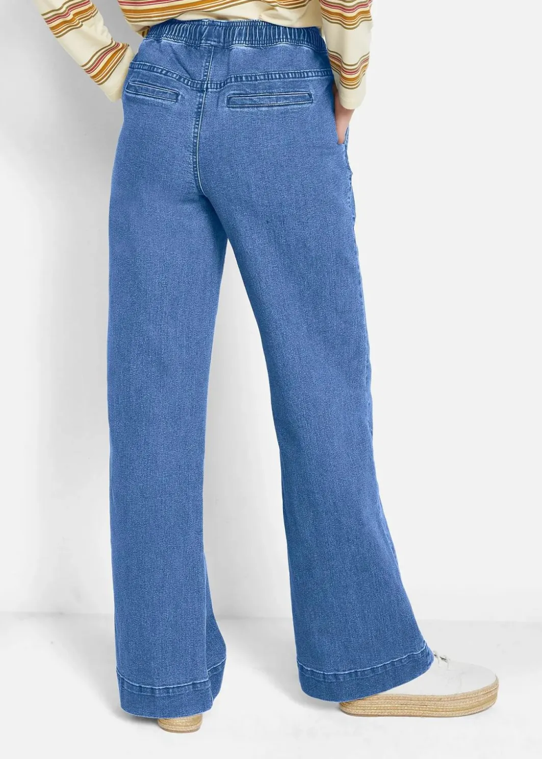 Sale Wide Leg Jeans Mid Waist, Stretch Damen Jeans|Kurzgrößen