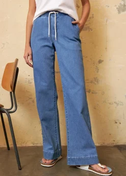 Sale Wide Leg Jeans Mid Waist, Stretch Damen Jeans|Kurzgrößen