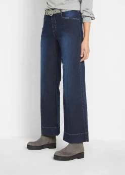 Damen bonprix Kurzgrößen|Bekleidung·Shirts & Tops|Wide Leg Jeans Mid Waist, Stretch