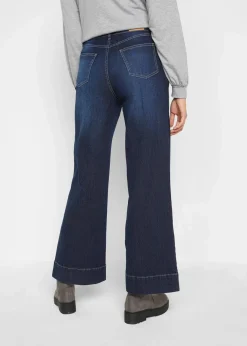 Wide Leg Jeans Mid Waist, Stretch Damen Jeans|Kurzgrößen
