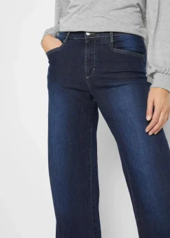 Wide Leg Jeans Mid Waist, Stretch Damen Jeans|Kurzgrößen