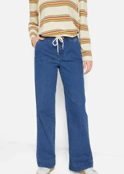 Damen bonprix Jeans|Kurzgrößen|Wide Leg Jeans Mid Waist, Stretch