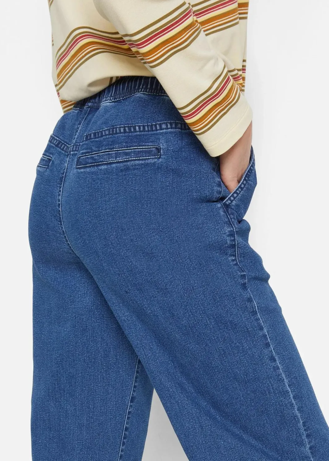 Damen bonprix Jeans|Kurzgrößen|Wide Leg Jeans Mid Waist, Stretch