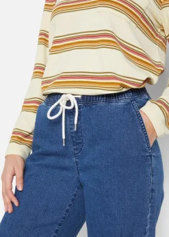 Damen bonprix Jeans|Kurzgrößen|Wide Leg Jeans Mid Waist, Stretch