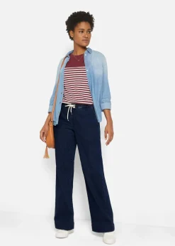 Discount Wide Leg Jeans Mid Waist, Stretch Damen Kurzgrößen|Bekleidung·Shirts & Tops