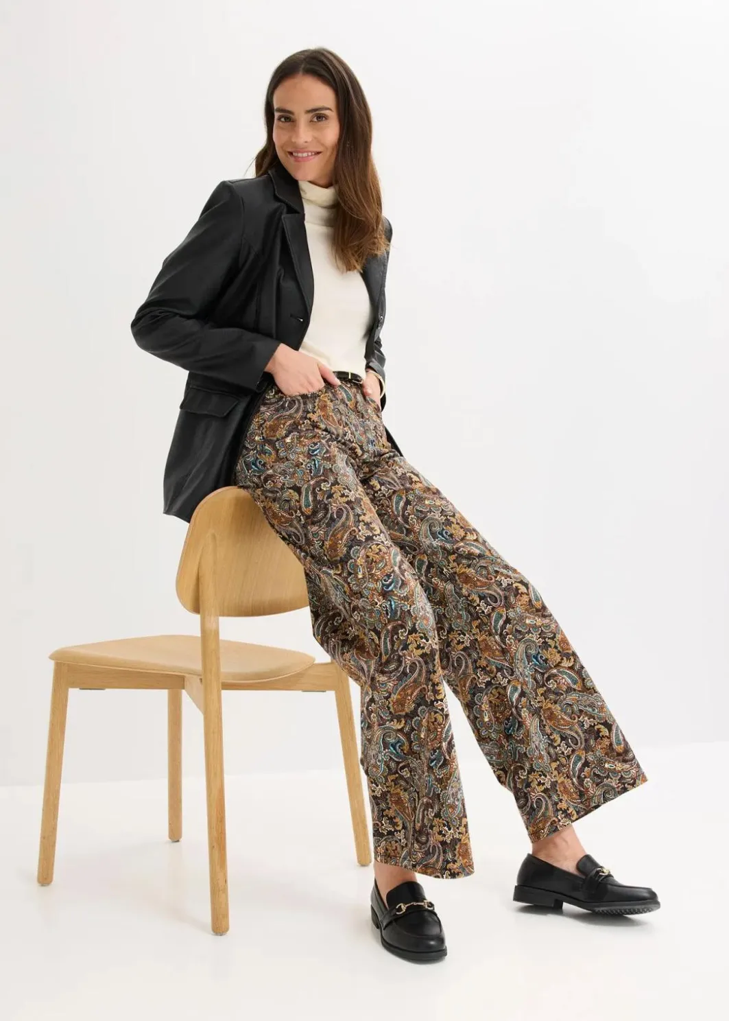 Wide Leg Stretchhose mit Baumwolle Damen Bekleidung·Kleider|Hosen