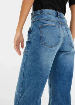 Damen bonprix Jeans|Kurzgrößen|Wide-Leg Jeans Mid Waist