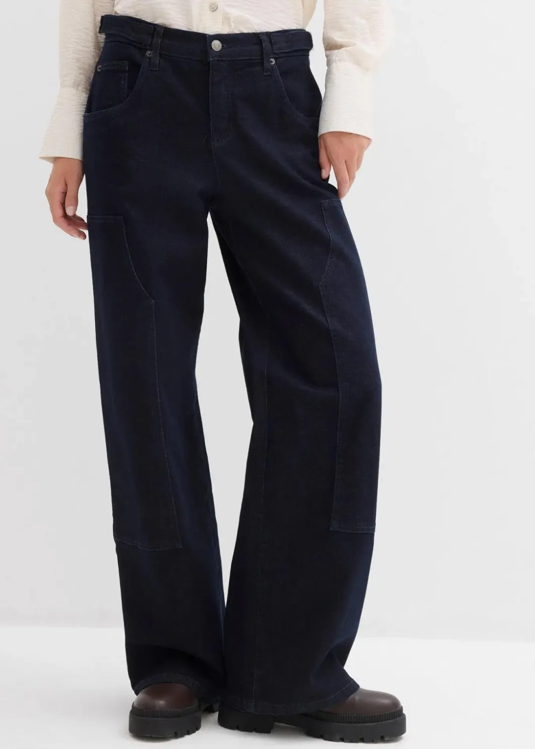Damen bonprix Jeans|Kurzgrößen|Wide-Leg Jeans Mid Waist