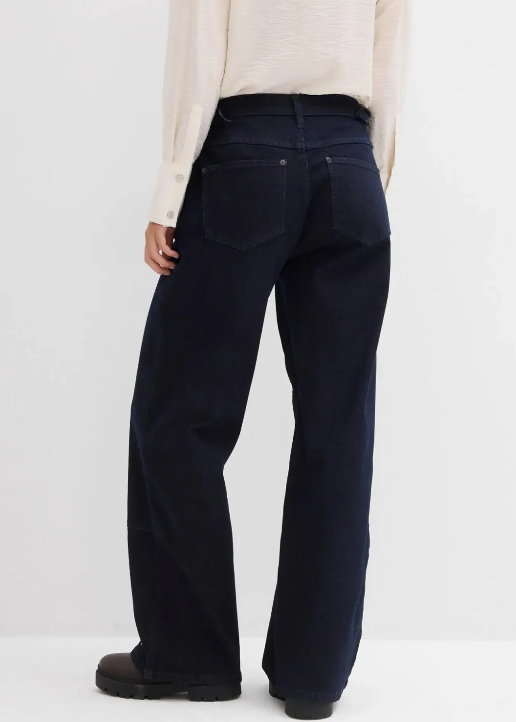 Damen bonprix Jeans|Kurzgrößen|Wide-Leg Jeans Mid Waist