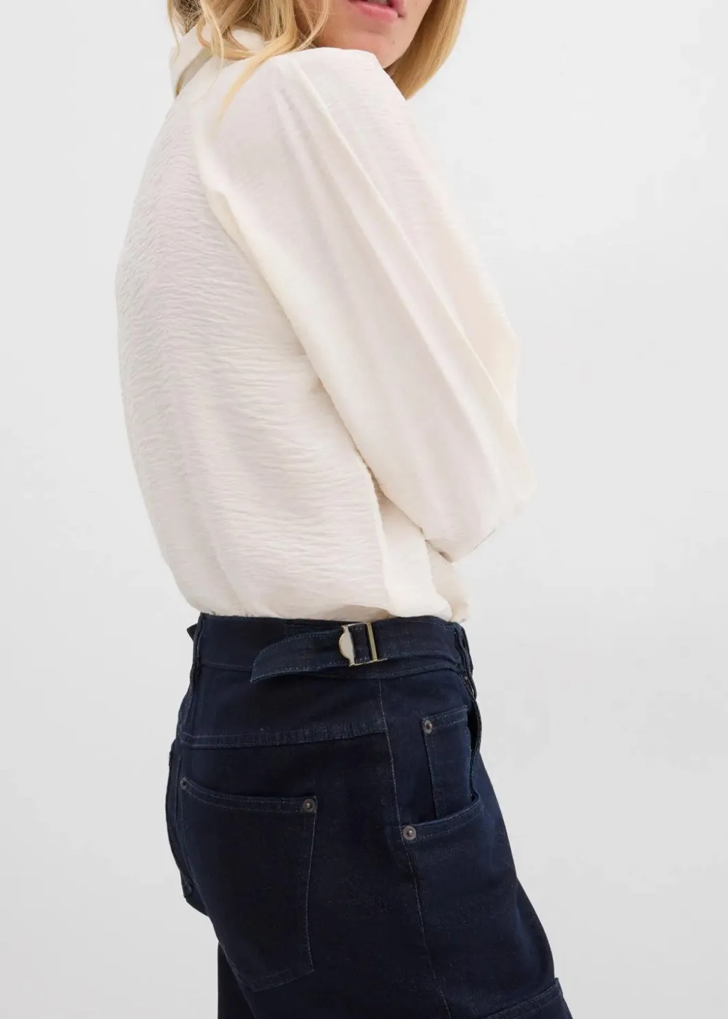 Damen bonprix Jeans|Kurzgrößen|Wide-Leg Jeans Mid Waist