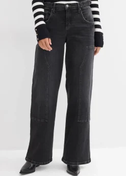 Damen bonprix Kurzgrößen|Bekleidung·Shirts & Tops|Wide-Leg Jeans Mid Waist