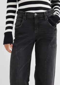 Damen bonprix Kurzgrößen|Bekleidung·Shirts & Tops|Wide-Leg Jeans Mid Waist