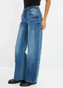 Best Wide-Leg Jeans Mid Waist Damen Jeans|Kurzgrößen