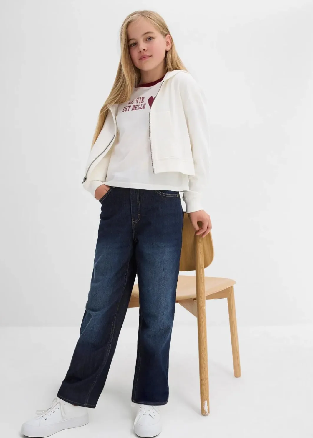 Discount Wide-Leg Thermojeans mit Jerseyfutter Mid Waist Kinder Mädchen 9-16 Jahre·Jeans