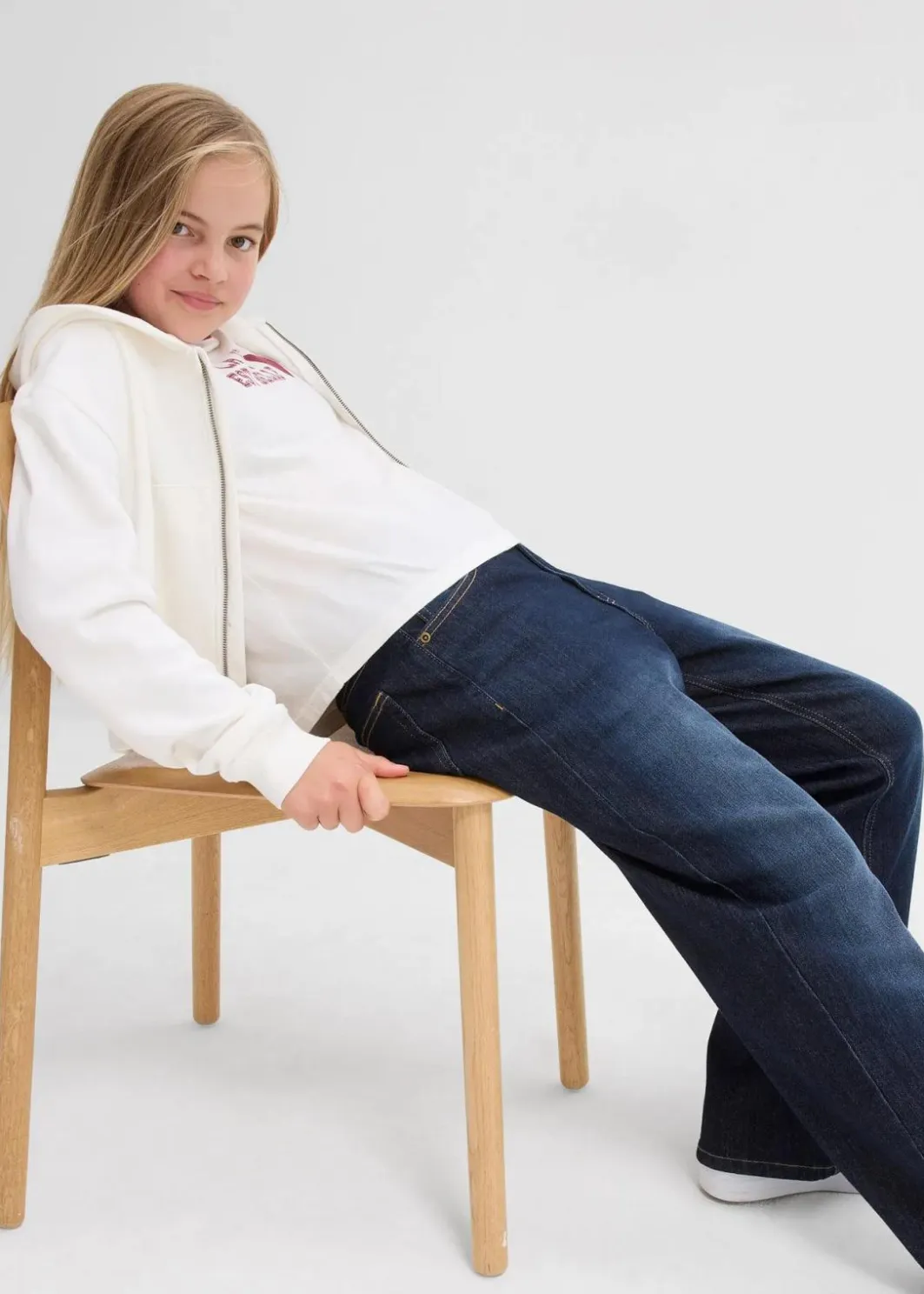 Discount Wide-Leg Thermojeans mit Jerseyfutter Mid Waist Kinder Mädchen 9-16 Jahre·Jeans