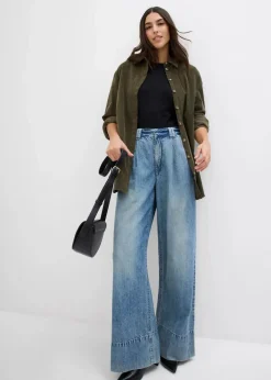 Damen bonprix Bekleidung·Shirts & Tops|Jeans|Wide-Leg-Jeans High Waist