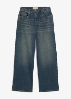 Damen bonprix Kurzgrößen|Jeans|Wide-Leg-Jeans, High Waist