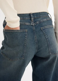 Damen bonprix Kurzgrößen|Jeans|Wide-Leg-Jeans, High Waist