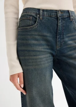 Damen bonprix Kurzgrößen|Jeans|Wide-Leg-Jeans, High Waist
