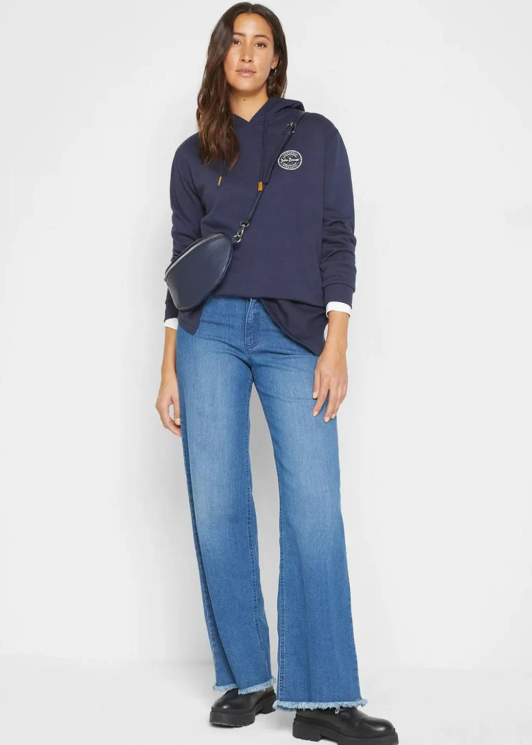 Damen bonprix Bekleidung·Shirts & Tops|Jeans|Wide-Leg-Jeans High Waist
