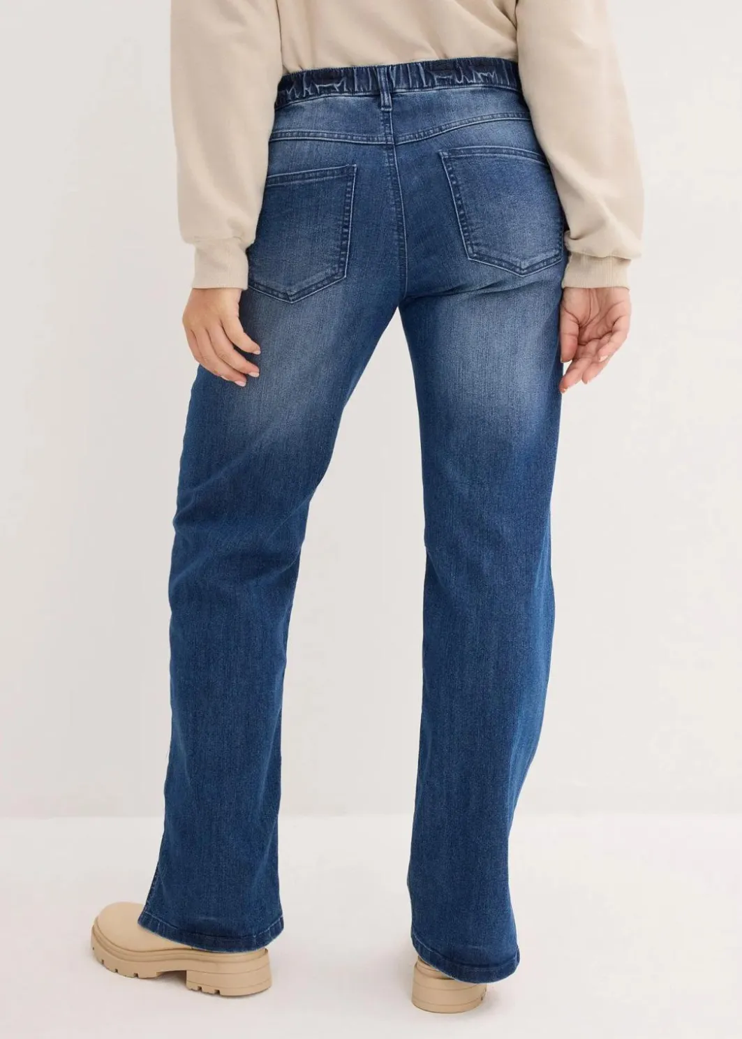 Damen bonprix Jeans|Bekleidung·Shirts & Tops|Wide-Leg-Jeans High Waist, Bequembund