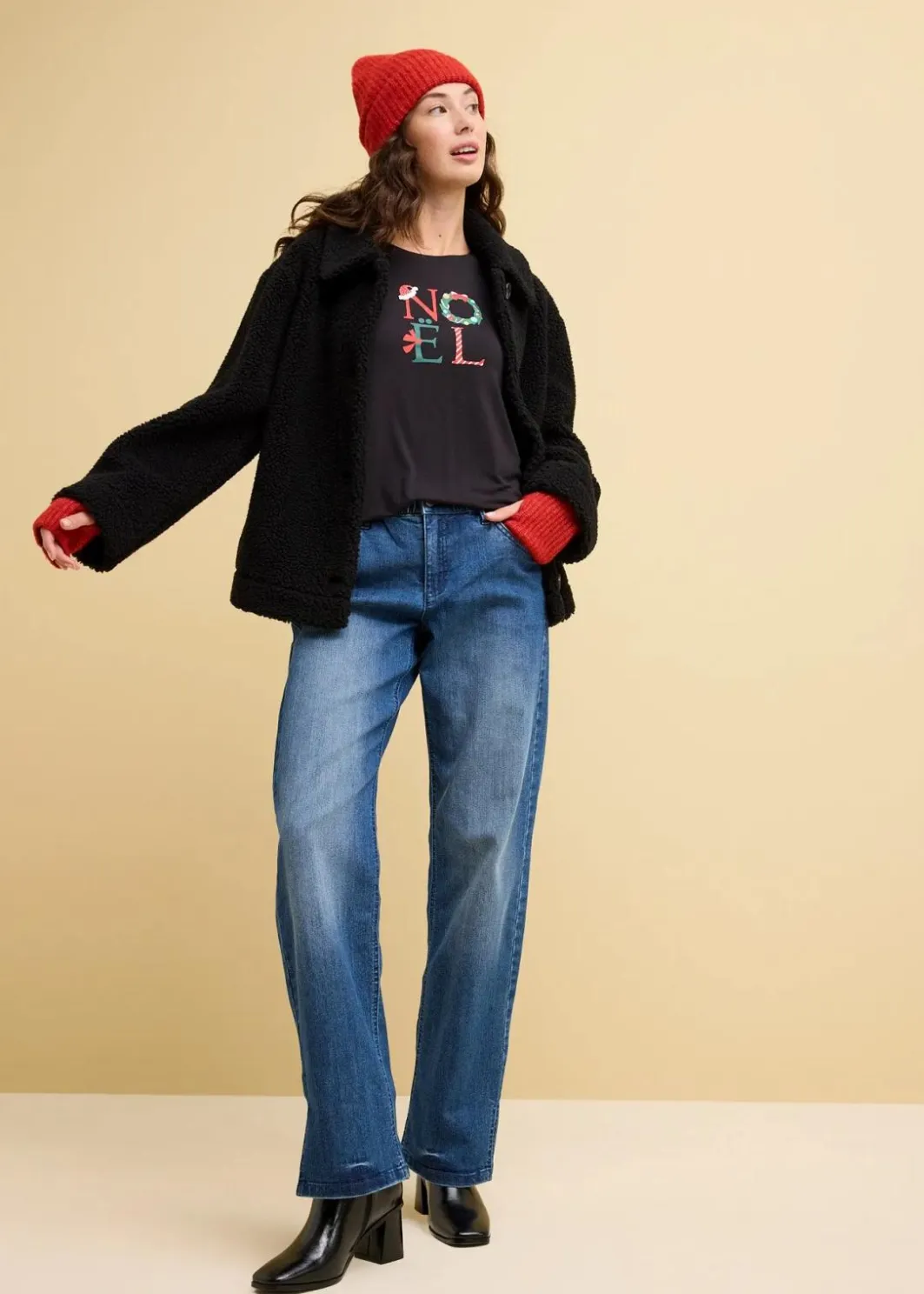 Damen bonprix Jeans|Bekleidung·Shirts & Tops|Wide-Leg-Jeans High Waist, Bequembund