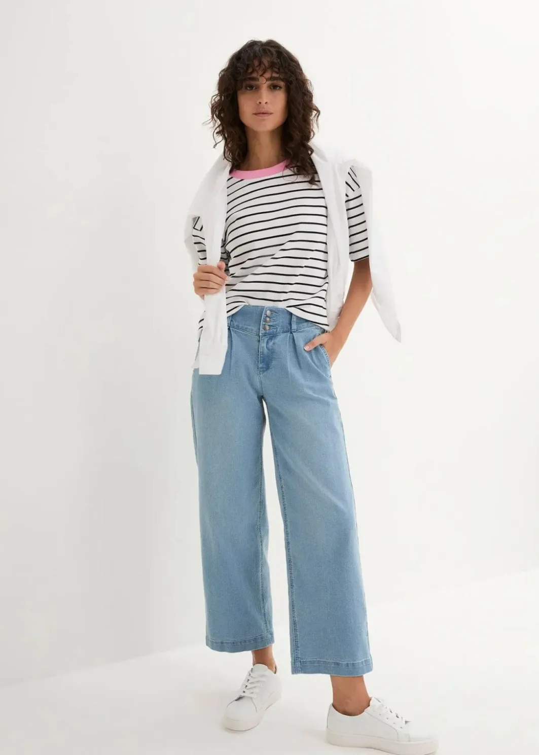 Damen bonprix Bekleidung·Shirts & Tops|Jeans|Wide-Leg-Jeans High Waist, Bequembund