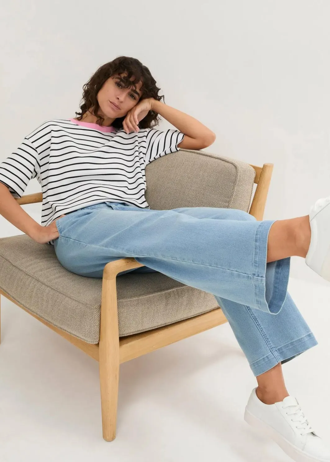 Damen bonprix Bekleidung·Shirts & Tops|Jeans|Wide-Leg-Jeans High Waist, Bequembund