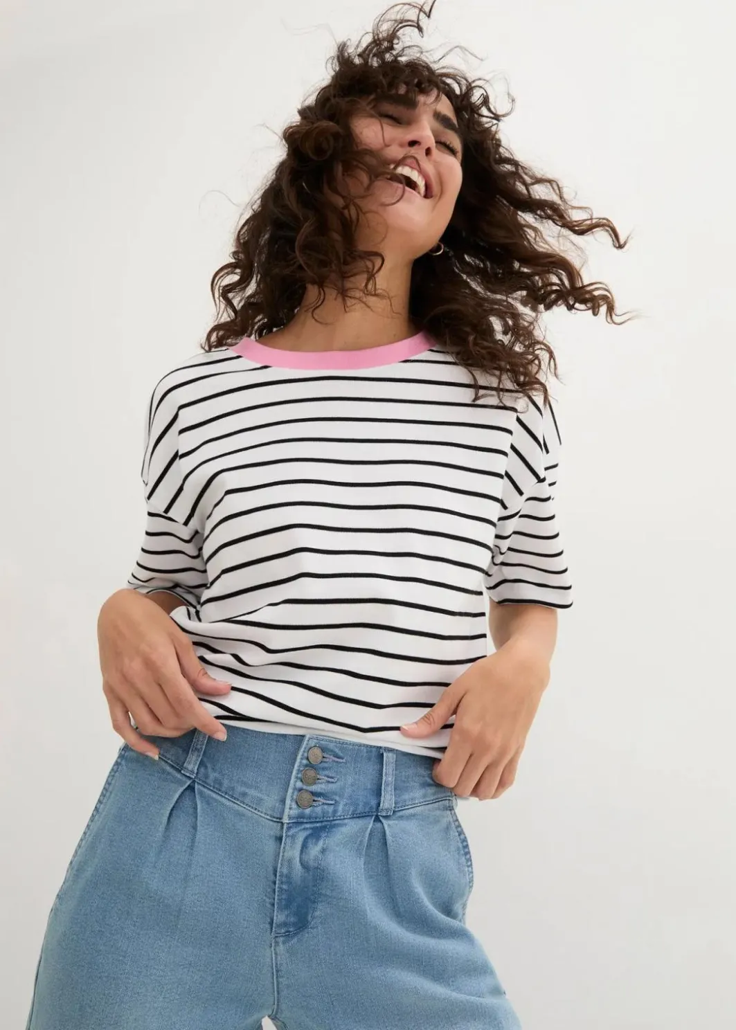 Damen bonprix Bekleidung·Shirts & Tops|Jeans|Wide-Leg-Jeans High Waist, Bequembund