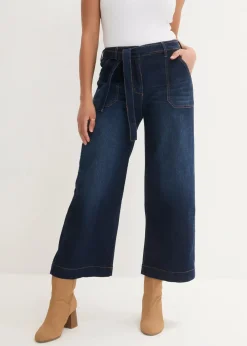 Damen bonprix Bekleidung·Shirts & Tops|Jeans|Wide-Leg-Jeans High Waist, Bequembund cropped