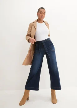 Damen bonprix Bekleidung·Shirts & Tops|Jeans|Wide-Leg-Jeans High Waist, Bequembund cropped