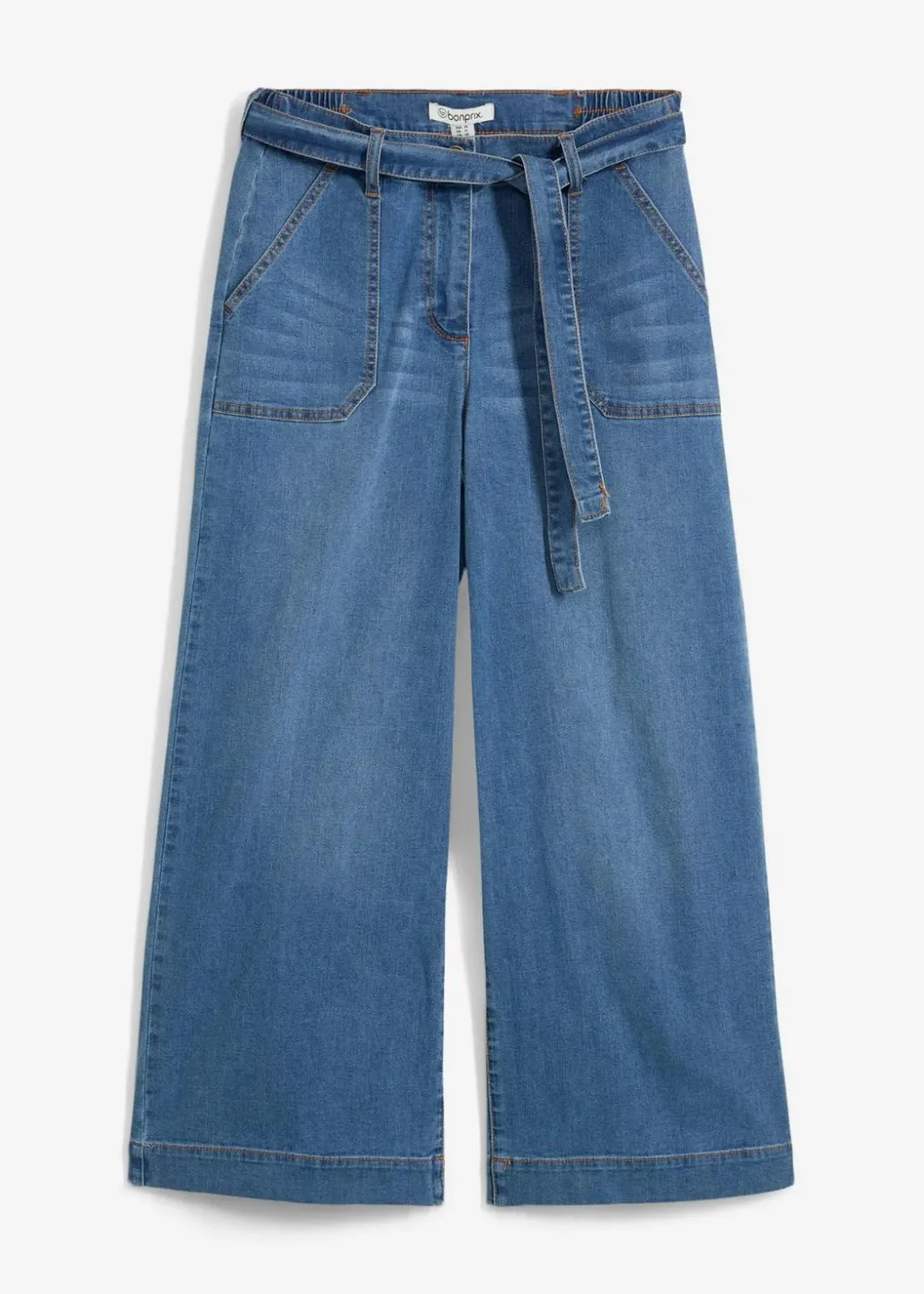 Damen bonprix Jeans|Bekleidung·Shirts & Tops|Wide-Leg-Jeans High Waist, Bequembund cropped