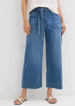 Damen bonprix Jeans|Bekleidung·Shirts & Tops|Wide-Leg-Jeans High Waist, Bequembund cropped