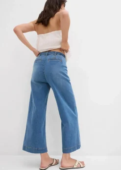 Damen bonprix Jeans|Bekleidung·Shirts & Tops|Wide-Leg-Jeans High Waist, Bequembund cropped