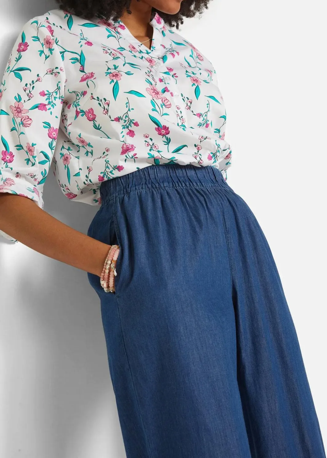 Damen bonprix Bekleidung·Shirts & Tops|Jeans|Wide-Leg-Jeans, High Waist, Bequembund