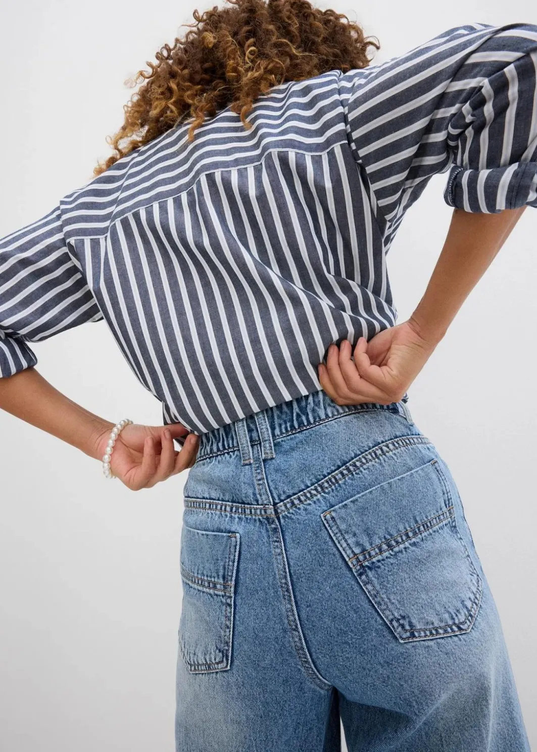 Wide-Leg-Jeans High Waist, cropped Damen Jeans