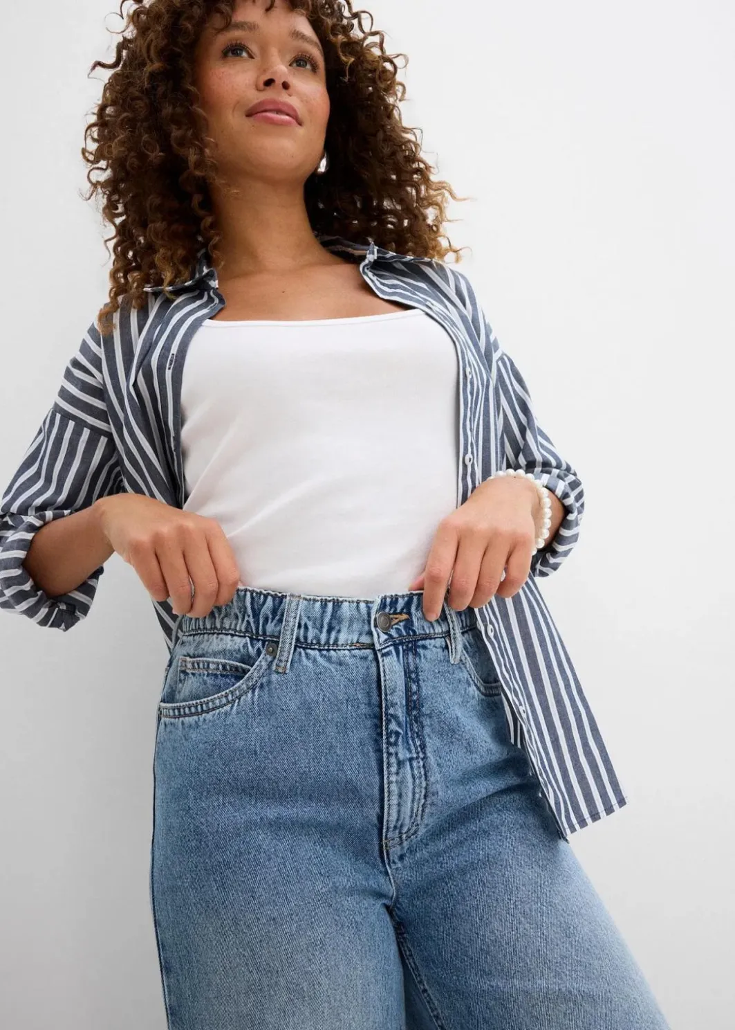 Wide-Leg-Jeans High Waist, cropped Damen Jeans