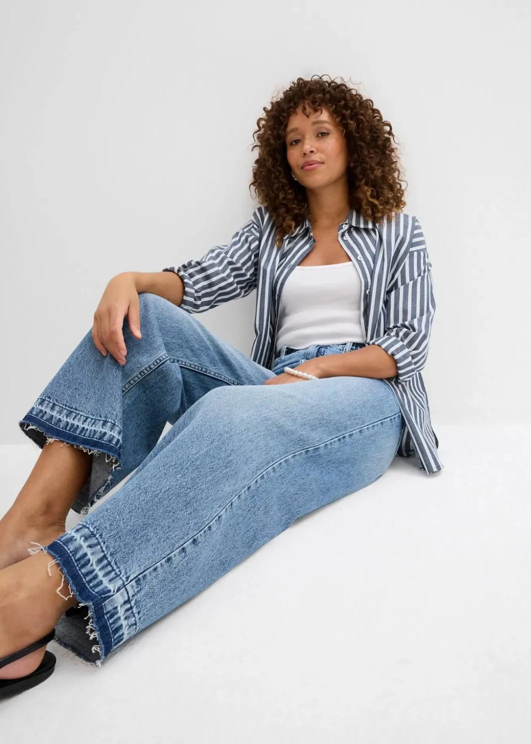 Wide-Leg-Jeans High Waist, cropped Damen Jeans