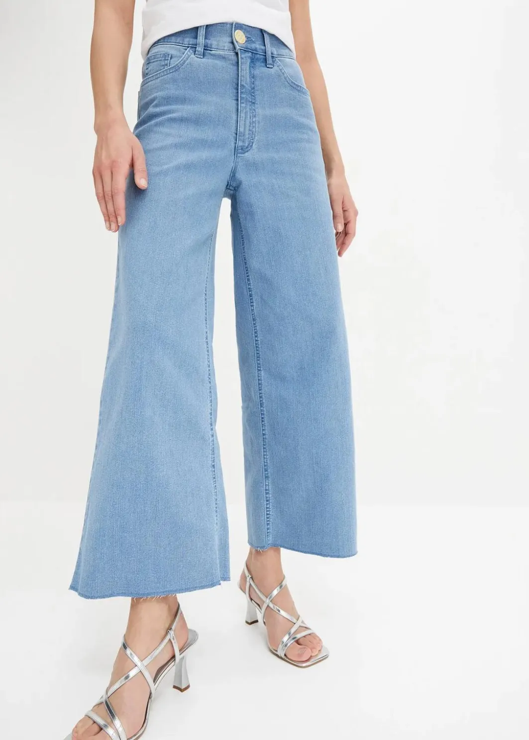 Damen bonprix Jeans|Bekleidung·Shirts & Tops|Wide-Leg-Jeans, High Waist, cropped