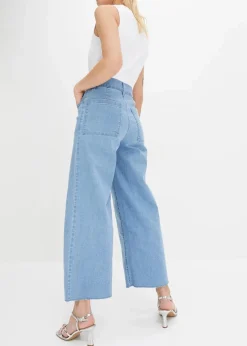 Damen bonprix Jeans|Bekleidung·Shirts & Tops|Wide-Leg-Jeans, High Waist, cropped