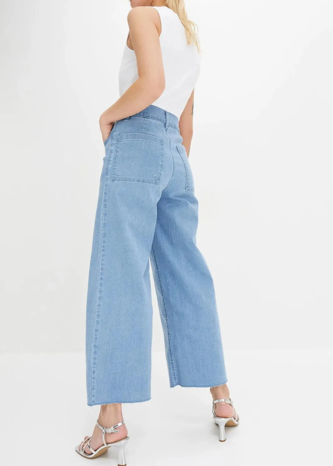 Damen bonprix Jeans|Bekleidung·Shirts & Tops|Wide-Leg-Jeans, High Waist, cropped