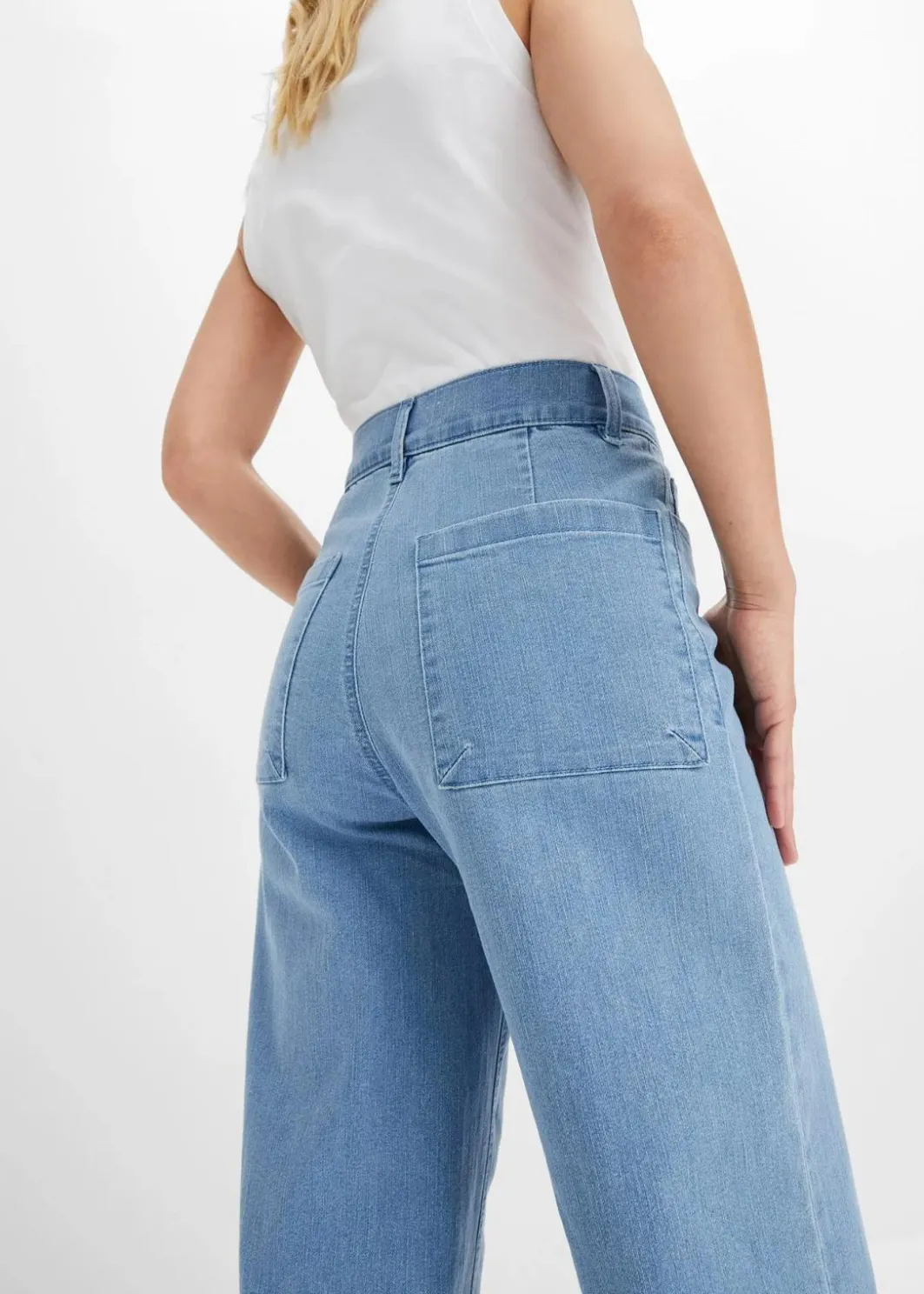 Damen bonprix Jeans|Bekleidung·Shirts & Tops|Wide-Leg-Jeans, High Waist, cropped